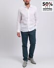 RRP€160 PEUTEREY Linen Shirt Size L White Long Sleeves Made in Italy