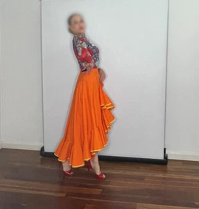 1970s Orange Ruffle Skirt High Low Hem - Bild 1 von 9