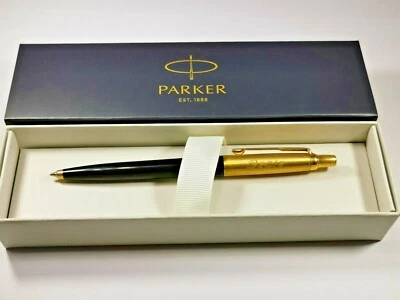 24K.Vergoldet PARKER Kugelschreiber JOTTER Schwarz + Persönliche Gravur Geschenk