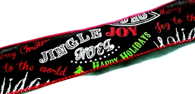 Christmas Scroll 1.5" by 2 Yd Wired Ribbon Black White Green Red Bow Accent - Image 1 of 4