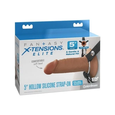 Fantasy X-Tensions Elite 5" Hollow Silicone Strap-On Dual Density Brown - Image 1 of 3