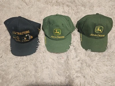 三件复古约翰迪尔平沿帽农民帽子/帽子 (0563) — 第 1/4 张图片