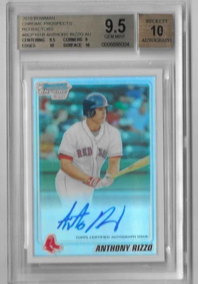 Bowman Chrome Anthony Rizzo RC 2010 refractor automático 63/500 BGS 9,5/10 autógrafo Foto 1 de 2