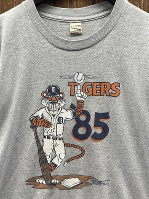 Detroit Tigers Vintage 1985 Cartoon Tiger Tee Grey Shirt  AN59528 - Image 1 of 2