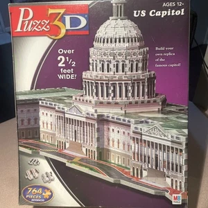 NEW MB Puzz3D US Capitol Replica 764 Piece 3D Puzzle – Over 2ft Wide – Advanced - Picture 1 of 8