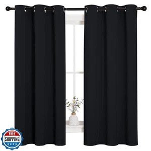 NICETOWN Halloween Pechschwarz Solide Thermo Isolierte Öse Verdunkelung Curta - Bild 1 von 5