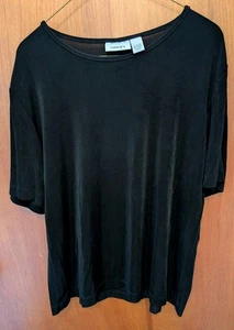 Chico's Travelers Size 3 Black SS Stretchy Pullover Blouse Top Shirt Women's - Picture 1 of 4