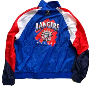NY RANGERS ADIDAS JACKET 2XL NYLON WINDBREAKER RETRO LADY LIBERTY MSG NHL HOCKEY - Picture 1 of 8