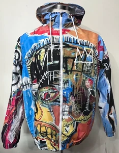 Chaqueta cortavientos Jean-Michel Basquiat multicolor Members Only para hombre talla grande - Imagen 1 de 8