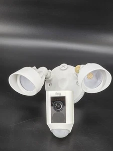 RING Floodlight Cam Wired Plus Motion-Activated 1080p HD White "USED" - Picture 1 of 12