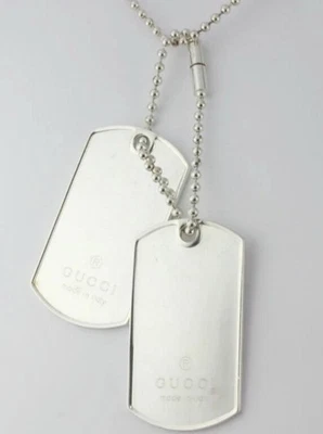 Authentic GUCCI Dog Tags Ball Chain 2 Pendant Necklace 24" / 28” SS 925 - Image 1 of 4