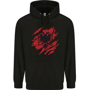 Torn Albania Flag Albanian Day Football Childrens Kids Hoodie - Picture 1 of 39