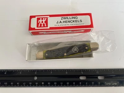 NIB - J.A. HENCKELS -JIGGED GREEN STAG HANDLES - 3 BLADE STOCKMAN - Image 1 of 4