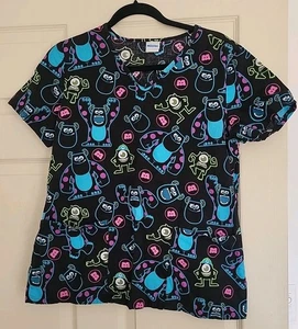 Disney Scrub Shirt Front Pockets - Monsters Inc Medium EUC - Picture 1 of 6