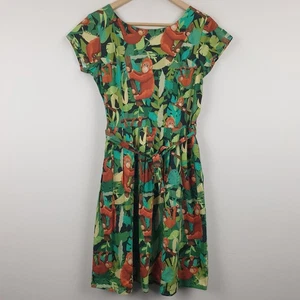 Run & Fly Dress Women UK 10 Green Orangutan Belted Pockets Quirky Cute - Picture 1 of 17