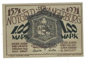 Notgeld - Angerburg in Ostpr. ( heute Wegorzewo in Polen ) - 1 Mark - 1921 - Picture 1 of 2