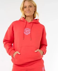 RIP CURL HOODY LADIES XL ICONS OF SURF HERITAGE PULLOVER HOODY HIBISCUS RED - Picture 1 of 3