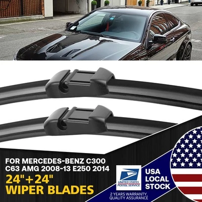 For Mercedes-Benz E63 AMG 10-14 Windshield Wiper Blades Set Front 24"&24" New - Image 1 of 4