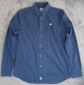Pretty Green Hemd Herren Medium Navy Blau Gepunktet Button Down Logo Retro Mod - Bild 1 von 12