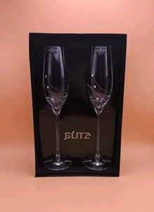 Dartington Glitz Champagne Flute Glasses Swarovski Crystals Pair NIB Slovakia - Picture 1 of 6