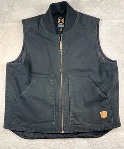 Noble Outfitters Vest Mens Sz Large Black Full Zip Work Chore Canvas Quilt Lined - Picture 1 of 9