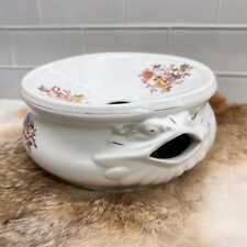 Antique Ironstone Spittoon with Open Gargoyle Mouths & Handpainted Floral Accent