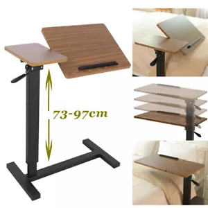 Adjustable Overbed Table Tiltable Laptop Desk with Wheels Gas Spring Pneumatic - Picture 1 of 16