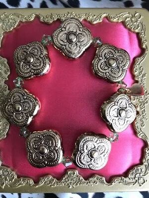 Pulsera Luly Lu "Mandala" Vintage Oro Ornado Peridoto Verde Cristal Swarovski Foto 1 de 4