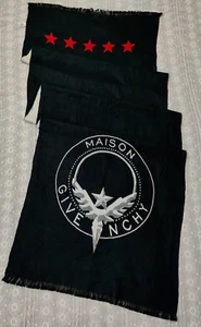 Authentic Givenchy Scarf Shawl Stole Monogram Black White Wool Cashmere France - Picture 1 of 24