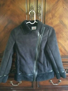 Girls  black faux suede jacket by Childrens place. Size XL 14 soft and warm.  - Picture 1 of 7