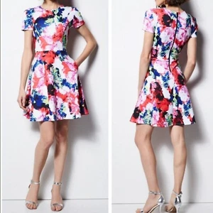 Milly Rosabella Fit and Flare Floral Neoprene Dress Size 4 - Picture 1 of 8