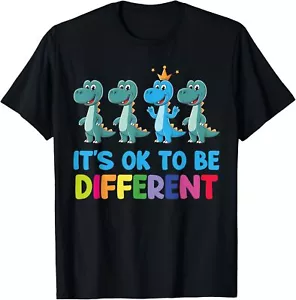 Autism Awareness Dinosaur Kid Boys It is Ok To Be Different T-Shirt - Picture 1 of 5