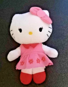 Hello Kitty 7 pollici Peluche pupazzo vestito rosa rosso fiori 2016 Sanrio/Megatoys USA - Foto 1 di 3