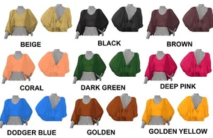 Self Tie Crop Top Belly Dance Chiffon Western Ruffle Crop Top One Size C33 - Picture 1 of 36