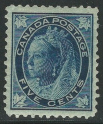 Canada, 1897, Scott #70, 5c dark blue on bluish, Mint, Hinged, Very Fine - Image 1 of 2