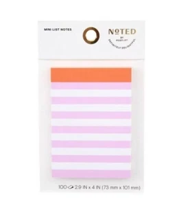 Noted By Post-It, Mini List Notes, 2.9" X 4", Pad of 100 Sheets, Pink and White - Picture 1 of 1