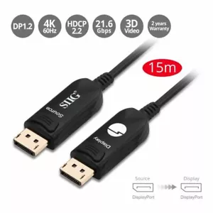 SIIG Fiber Optical DisplayPort Cable 4K @60Hz YUV 4:4:4-49 ft (CB-DP2211-S1) - Picture 1 of 7