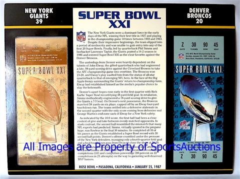 SUPER BOWL 21 NEW YORK GIANTS vs BRONCOS Willabee Ward 22KT GOLD TICKET ~ SB XXI Cover