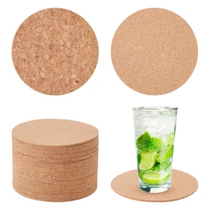 30pcs Flat Round Cork Coasters Cup Mats Sandy Brown 102x2mm Storage - Picture 1 of 5
