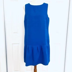 Ann Taylor Loft Cobalt Blue Drop Waist Dress Sleeveless Slub Knit Womens Sz 12 - Picture 1 of 8