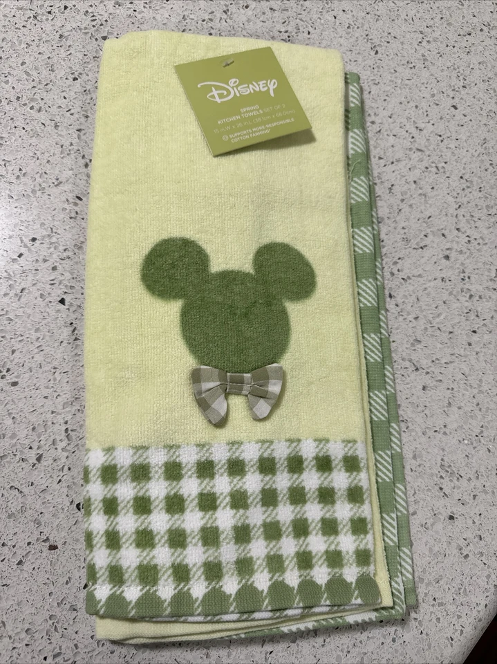 Disney Easter Kitchen Towels Set of 2 Mickey Spring Flowers Dish Towels 16x26