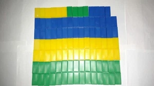 Domino Rally Deluxe Set 104 Loose Dominoes | Yellow Green Blue | 1989 - Picture 1 of 3