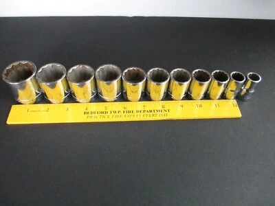 11 pc set Craftsman SAE Socket Set 1/2" Drive -V- Series 1 1/4 thru 1/2 USA   A5 - Image 1 of 4