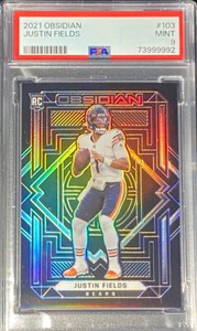 Justin Fields 2021 Panini Obsidian Rookie Chicago Bears RC PSA 9