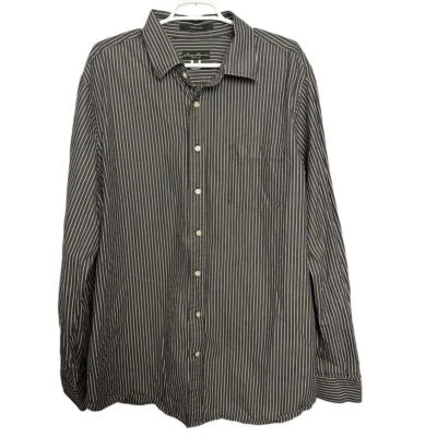 Eddie Bauer Shirt Mens XLT Legend Wash Button Up Gray White Stripe Casual - Image 1 of 4