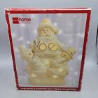 Jc Penny Home Collection- 9" Lighted Ivory Bisque- Noel Santa And Snowmen New