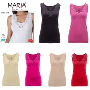 Ladies plain cotton wide strap vest top lace neck design cami tank camisole 1010 - Picture 1 of 12