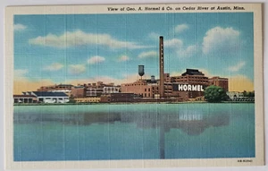 VTG 1940 PC VIEW OF GEO A HORMEL & CO CEDAR RIVER AUSTIN MN TEICH NOS NM/M * - Picture 1 of 2