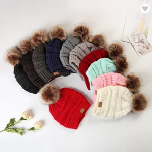 C.C Women's knitted winter beanie with pom-pom - Picture 1 of 22