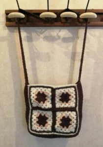 Sac bandoulière doublé granny marron rose et blanc fait main (210930) - Imagen 1 de 6